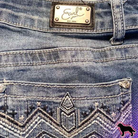Earl Jeans Denim Size 14 Slim Boot Embellished Embroidered Bejeweled Mid Rise - Picture 4 of 6